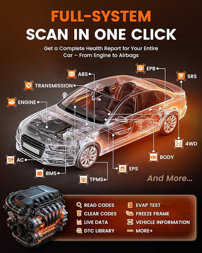 ANCEL DS500BT Bidirectional Scan Tool, Full-System Automotive Diagnostic Scanner with 28+ Services, Injector Coding, DPF/Brake/BMS/Oil/Gear/Throttle Functions, CAN FD Support, Lifetime Free Updates