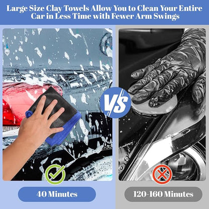 Clay Towel 2 Pack 12 x 12 Inch, Clay Bar Towel for Auto Detailing Microfiber Car Cloth Cleaner Automotive for Car Detailing