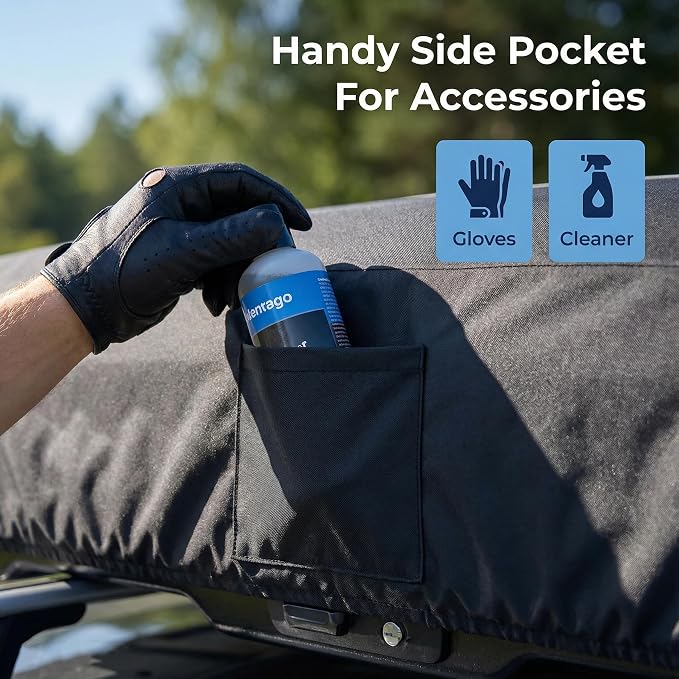 Roof Box Cover, Dimensions: 77 x 35 x 17 Inches Universal Waterproof, Dustproof, UV-Resistant, Scratch-Resistant Roof Box Cover Compatible with Thule, Perflex, Yakima Brands Bottom Snap-On Design