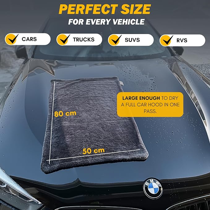 Premium Microfiber Car Drying Towel - 20in x 30in - 1200GSM - Dual Sided, Super Absorbent