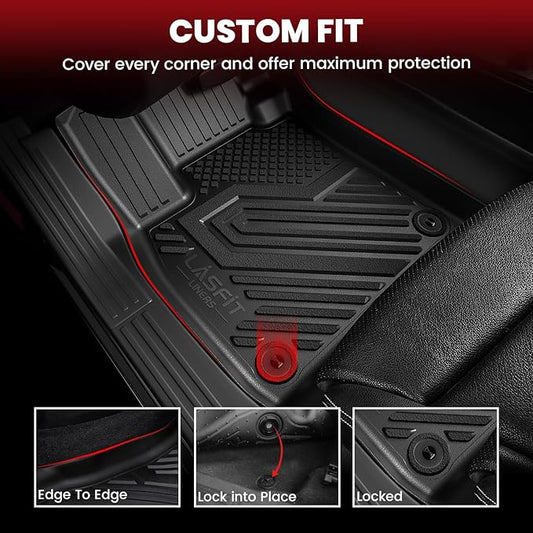 LASFIT Floor Mats for Nissan Pathfinder 2013-2020 / Infiniti QX60 2014-2021 / JX35 2013, All Weather TPE Custom Fit Easy Clean Durable No-Curling Trunk Mat for Pathfinder & QX60 & JX35