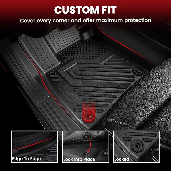 LASFIT Floor Mats&Trunk Mat&Backrest Mats for Dodge Durango 2013-2026, Fit 2nd Row Bench Seat(7seats), Not for 2nd Row Bucket Seat(6seats/5 Seats), All Weather TPE Custom Fit Cargo Liner, Black