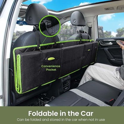 Dog Car Seat Cover for Back Seat, Waterproof Leather Fabric Back Seat Extender for dogs 52.4 * 24.4in, Foldable in The Car, Hard PVC Panels Bottom Support to 330 lbs, for Cars/Mid-Size SUV/Small Truck