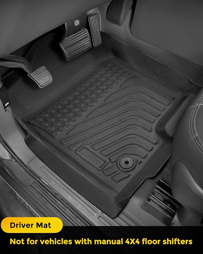 Car Floor Mats for Chevy Silverado: for Silverado/GMC Sierra 1999-2007 Crew Cab| for Suburban/Yukon XL 2000-2006| for Escalade/Avalanche 2002-2006 All Weather Truck Custom Accessories Front Rear Liner