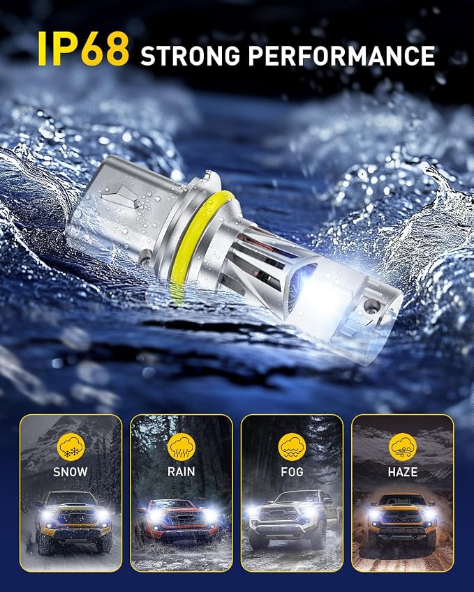 AUXITO 9007 HB5 Light Bulbs, 50000LM 6500K Cool White, Plug and Play CANbus Ready No Flicker, Pack of 2