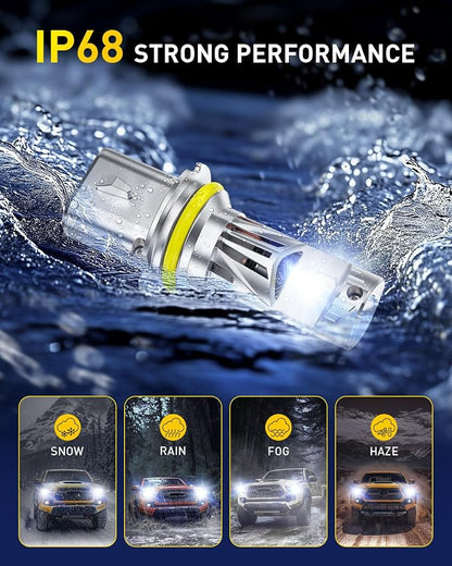 AUXITO 9007 HB5 Light Bulbs, 50000LM 6500K Cool White, Plug and Play CANbus Ready No Flicker, Pack of 2