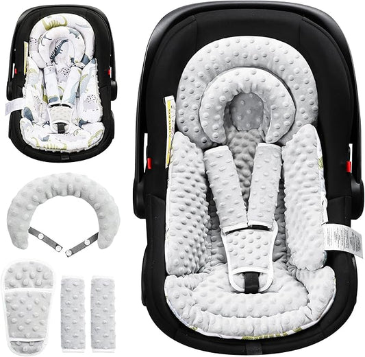BOMOLOUR Infant Car Seat Insert with Removable Cushion for Baby Preemie Newborn Infant, Reversible carseat Insert Head Body Support Fits for Stroller, Baby Swing, Rocker, Bouncer, Bassinet - Grey