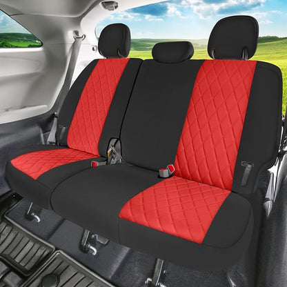 FH Group Custom Fit Car Seat Covers Specifically Made for Toyota Sienna 2011-2020, Car Seat Cover Full Set, 8 Seater Automotive Seat Covers in Red Neoprene, Waterproof and Washable Seat Covers