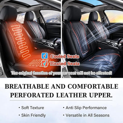 Coverado Car Seat Covers Full Set, Leather Seat Coversfor Cars, Front and Back Seat Covers, Waterproof Car Seat Protectors Car Seat Cushions Universal for Most Vehicles, Black&Redline