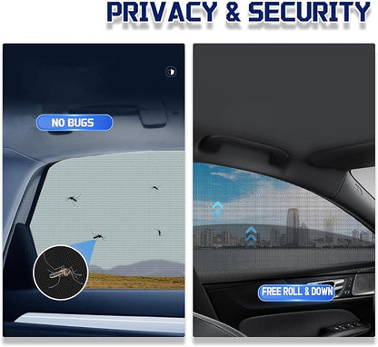 Car Front Window Shades, OUTTDID 2 Pack Side Window Sun Shades,Stretchy Mosquito Net Cover Fit Cars SUVs - Up to 31.5”x49.6”