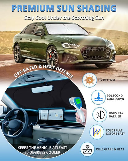 Sunshade for A6 Windshield Sun Shade for Audi A6 Accessories 2019-2024 2025 2026 Windshield Cover Front Window Shield Blocks UV Rays Heat Sun Visor Protector Car Accessories
