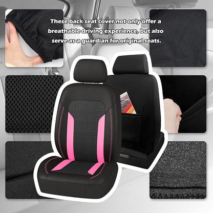 2 Pack Universal Car Seat Cover with Breathable Mesh Backrest,Comfortable Car Seat Protector with Foam Padding and Retaining Buckle,Highly Elastic Car Seat Covers Full Set (Pink)