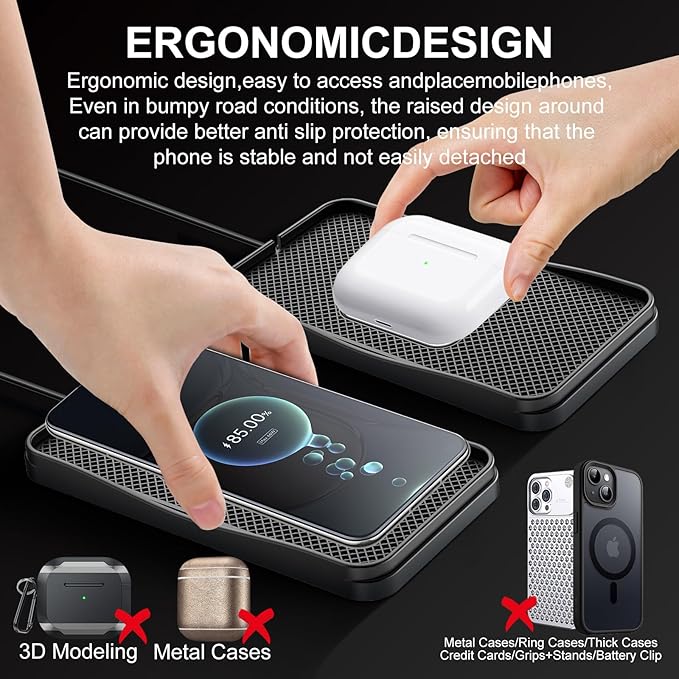 Wireless Car Charger, 15W Max Wireless Charger for Car, Non-Slip Charging Pad Compatible with iPhone 17/16/15/14/13/12, Samsung Galaxy S25-S9 (Type-C)