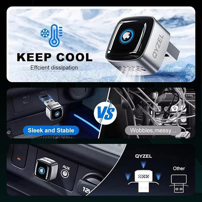 AX1 Wireless CarPlay & Android Auto Adapter for Factory Wired CarPlay Cars – On/Off Button, Device Switch, Fast Connection, Auto Reconnect, Plug & Play