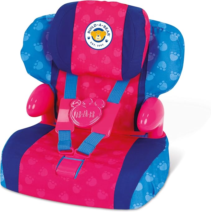 Casdon Build-A-Bear Workshop Furry Friend Toy Car Booster Seat | for Kids Aged 3+ | Use at Home or in Car | Adjustable Headrest & Seatbelt Lock | Fits Cuddly Toys | Bear Not Included