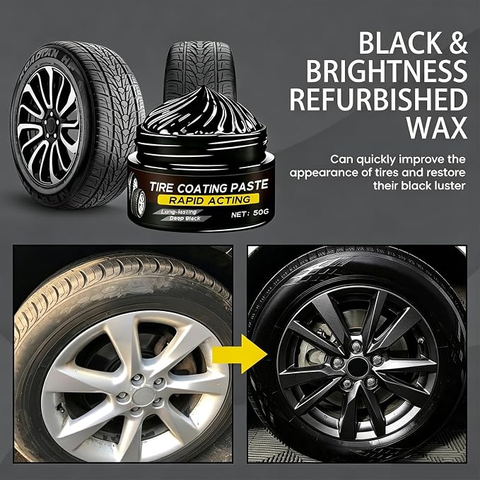 Premium Tire Coating & Trim Restorer, Bring Back the Original Deep Black Shine to Rubber and Plastic, Long Lasting Gloss Finish, Tire Coating Paste for Car Tire Plastic Trim Care, Maintenance (2 Set)