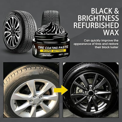 Premium Tire Coating & Trim Restorer, Bring Back the Original Deep Black Shine to Rubber and Plastic, Long Lasting Gloss Finish, Tire Coating Paste for Car Tire Plastic Trim Care, Maintenance (2 Set)