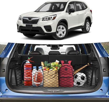 Canvcle Trunk Cargo Net for 2019-2024 Forester Accessories Envelope Style Mesh Trunk Net Organizer and Storage Stretchable Adjustable Elastic Nylon Rear Cargo Netting with Hooks