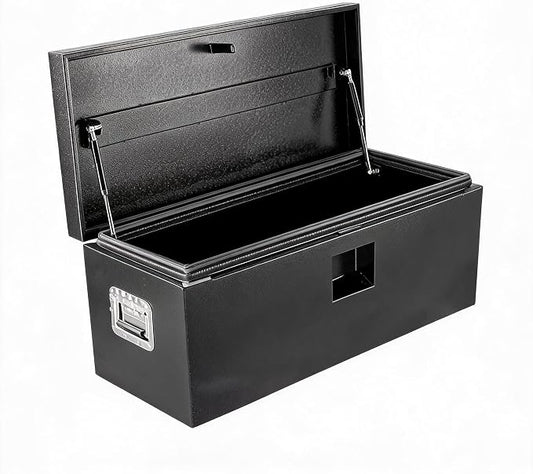 IDEALHOUSE Truck Bed Tool Box and Trailer Tongue Box - 30" Black Steel Storage Chest for Pickup Trucks, RVs, Trailers, Vans, 24"x 15"x 15"