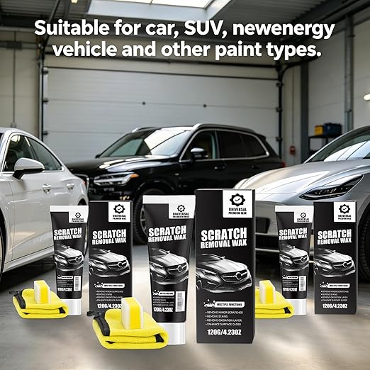 Scratch Remover for Vehicles - Car Paint Scratch Remover with Sponge & Wipe, Car Scratch Repair Kit for All Color, Auto Detailing Polish for Light to Deep Scratches (2 PC)