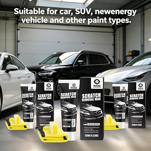Scratch Remover for Vehicles - Car Paint Scratch Remover with Sponge & Wipe, Car Scratch Repair Kit for All Color, Auto Detailing Polish for Light to Deep Scratches (3 PC)