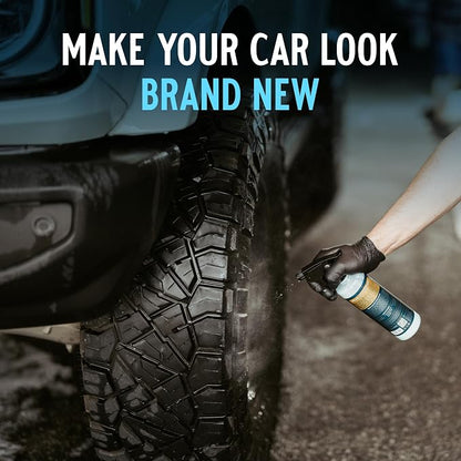 Blue Suede Tire Shine with Protect Shield Formula™ – Tire Dressing for Smooth Medium Shine & UV Protection, No Sling, Petroleum-Free, Dry-to-Touch
