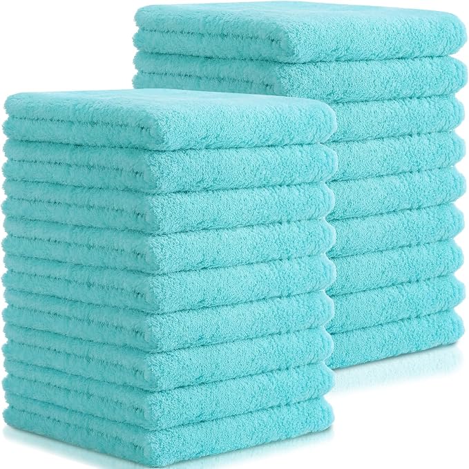 Tallew 15 Pcs Car Microfiber Towels Buffing Drying Wash Cleaning Cloths Plush Large Towels Thick Care Polishing Detailing Waxing Scratch Proof Towel, 15.75 x 15.75 Inch (Light Blue)