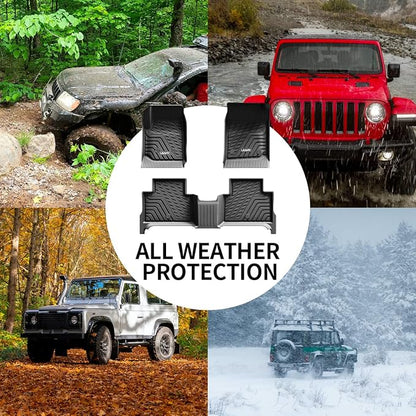LASFIT Floor Mats for Toyota Highlander 2020-2025 2026 8-seat (Not for Hybrid) All Weather TPE Custom fit Floor Liner for Highlander car mats, Front and Rear 2 Row Mats.