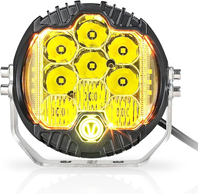 5 Inch 50W Amber Yellow LED Offroad Light, LED Driving Light Round Work Light Spot Flood Combo for Wrangler ATV Trucks SUV Pickup UTV 4x4, F150 - Pack of 1