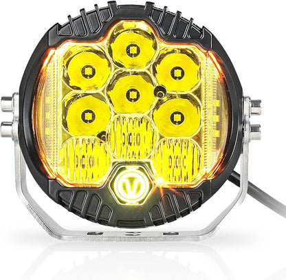 5 Inch 50W Amber Yellow LED Offroad Light, LED Driving Light Round Work Light Spot Flood Combo for Wrangler ATV Trucks SUV Pickup UTV 4x4, F150 - Pack of 1