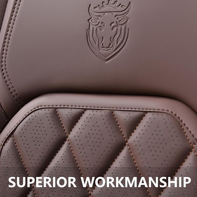 Coverado Car Seat Covers Full Set, Luxury Faux Leather Waterproof Seat Cover, Front and Back Car Seat Protector, Universal 5 Seat Leather Seat Cushion, Carseat Cover Fit Most Cars, Coffee