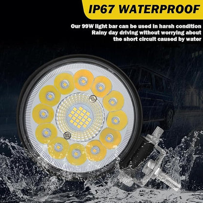 Round LED Work Lights for Tractor, Driving Fog Off Road Lights 4 Inch 123W for Motorcycles Jeep Trucks Pickup Golf Cart SUV ATV UTV 4x4 Van Camper 20Pack