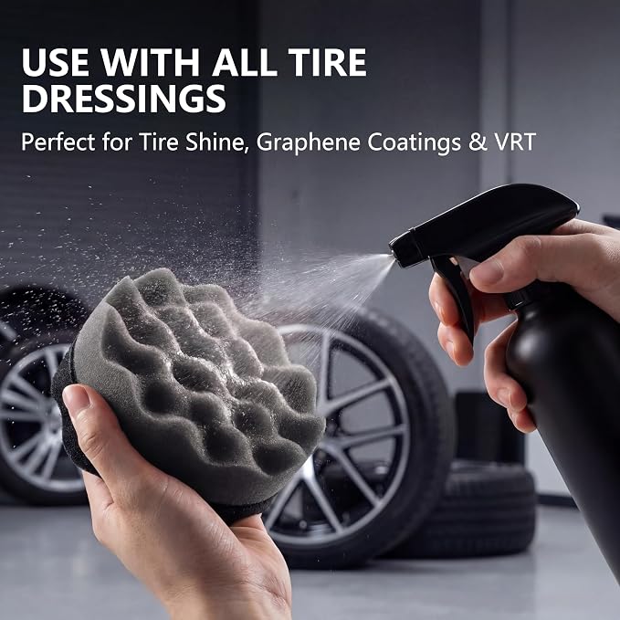 4 Pack Large Tire Shine Applicator Pad - Hex Grip Tire Applicator Sponge, Reusable Foam Sponge Tool for Car Detailing, Ideal for Applying Tire Shine & Tire Cleaner After Car Wash, Car Cleaning