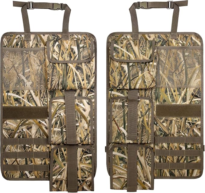 MYDAYS 2 Pack Tactical Seat Back Gun Rack, Camo Front Seat Organizer with MOLLE Panel Vehicle Gun Holder, Hunting Rifle/Shotgun (Camo1)