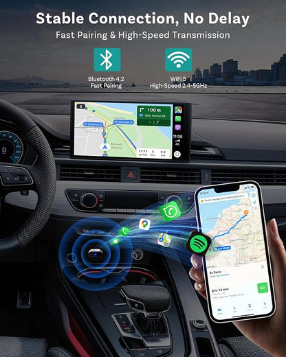 OTTOCAST Mini Nova Wireless CarPlay Adapter Convert Wired to Wireless CarPlay Fast Auto Connect, Plug & Play 2 in 1 Mini Dongle for Factory Wired CarPlay/Android Auto Cars