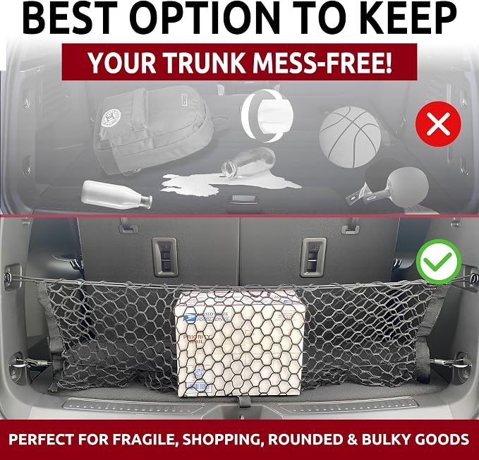 Envelope Style Trunk Mesh Cargo Net for GMC Acadia Buick Enclave Chevy Traverse 2010-2025, Automotive Exterior Accessories - Premium Car Storage Organizers, Cargo Bed Net For Pickup Truck