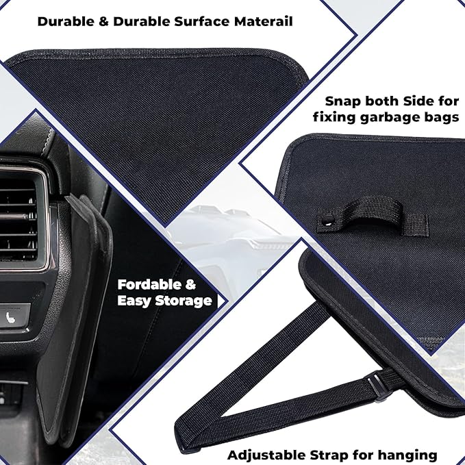 BFXM Car Trash Can, 2 Gallons Foldable Leakproof Car Garbage Can, Collapsible Hanging Car Trash Bin for Car Seat, Garbage Bags, Car Interior Accessories