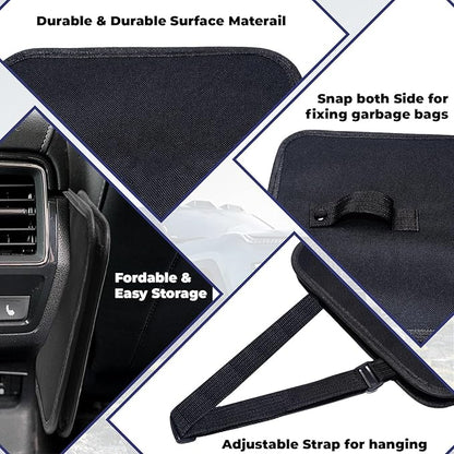 BFXM Car Trash Can, 2 Gallons Foldable Leakproof Car Garbage Can, Collapsible Hanging Car Trash Bin for Car Seat, Garbage Bags, Car Interior Accessories