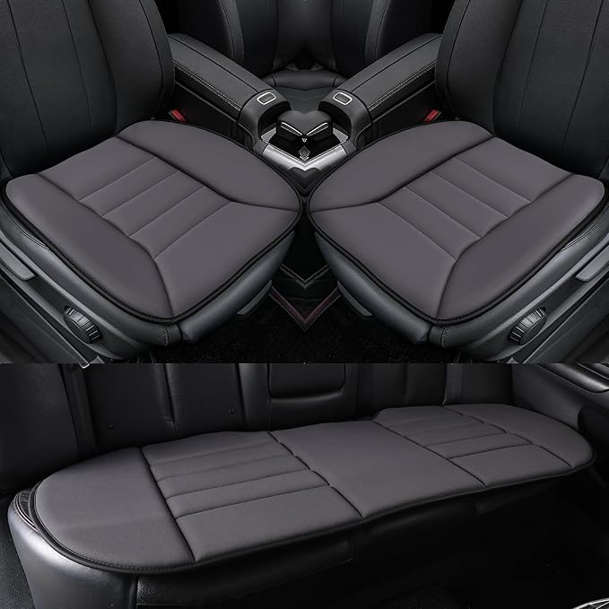 kingphenix 3-Piece Car Seat Cushion Set, 1.2inch Memory Foam Comfort, 2 Front Automotive Seat Cushions + Rear Bench Cushion, Non-Slip Bottom, Fits Sedan SUV Truck Van, Car & Office Chair, Dark Grey
