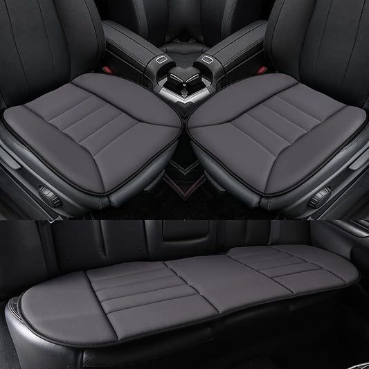 kingphenix 3-Piece Car Seat Cushion Set, 1.2inch Memory Foam Comfort, 2 Front Automotive Seat Cushions + Rear Bench Cushion, Non-Slip Bottom, Fits Sedan SUV Truck Van, Car & Office Chair, Dark Grey