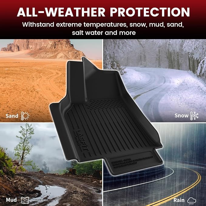 LASFIT 10PCS Floor Mats for Tesla Model Y Juniper 2025 2026 (Only Fit Standard Range), TPE Custom Fit All Weather Model Y Juniper Accessories with Cargo Mat Trunk Mats Full Set