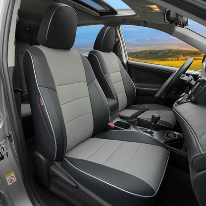 Lolcar Rav4 Seat Covers Custom Fit for Toyota Rav4 LE(NOT for Hybrid) 2013 2014 2015 2016 2017 2018,Leather Car Seat Cover for Trucks SUV Full Set,Faux Leather (Black/Gray)