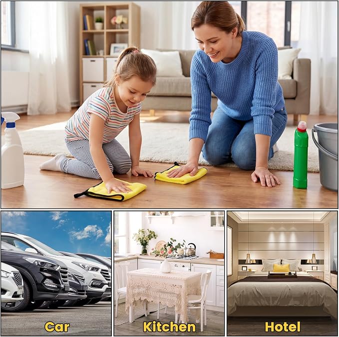 Tallew 120 Pcs Yellow Microfiber Towels: 16"x16" Microfiber Drying Towels Bulk Micro Fiber Car Cleaning Cloth for Cars Drying Washing Polishing Cleaning Household Supplies