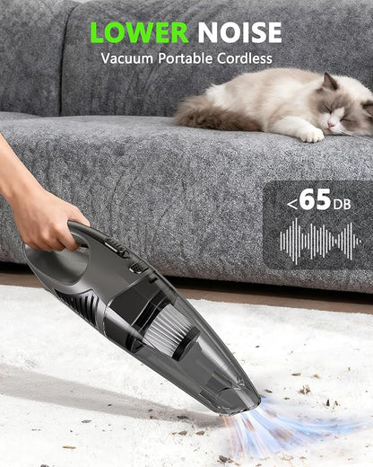 Handheld Vacuum Cordless, 11KPA Strong Suction & 25 Mins Runtime Brushless Motor, Rechargeable Car Vacuum Cleaner with 2 HEPA Filter/Multi-Accessories/Lightweight, for Home/Car/Office Cleaning