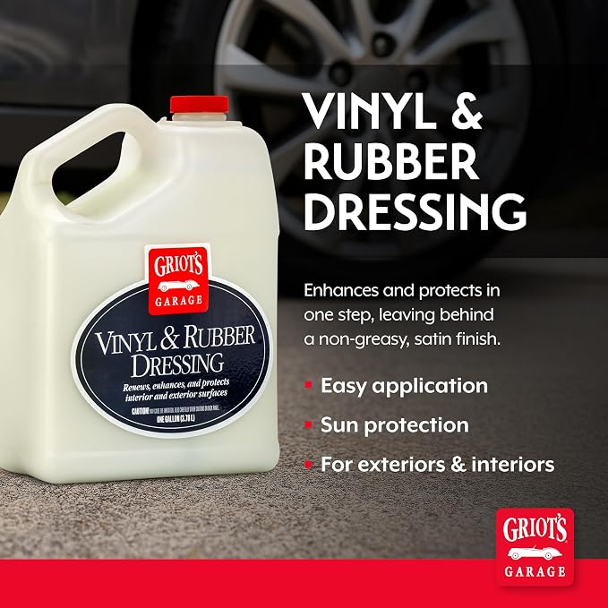 Griot's Garage Vinyl and Rubber Dressing for Car Detailing, Exterior and Interior Auto Cleaner and Protectant for Trim, Tires, Plastic, and More, 11175, One Gallon
