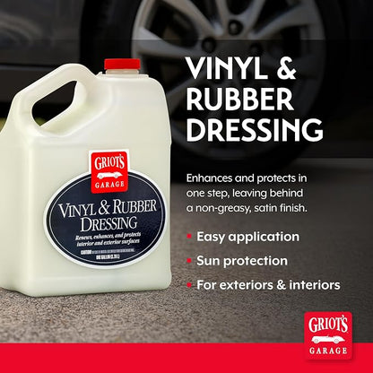Griot's Garage Vinyl and Rubber Dressing for Car Detailing, Exterior and Interior Auto Cleaner and Protectant for Trim, Tires, Plastic, and More, 11175, One Gallon
