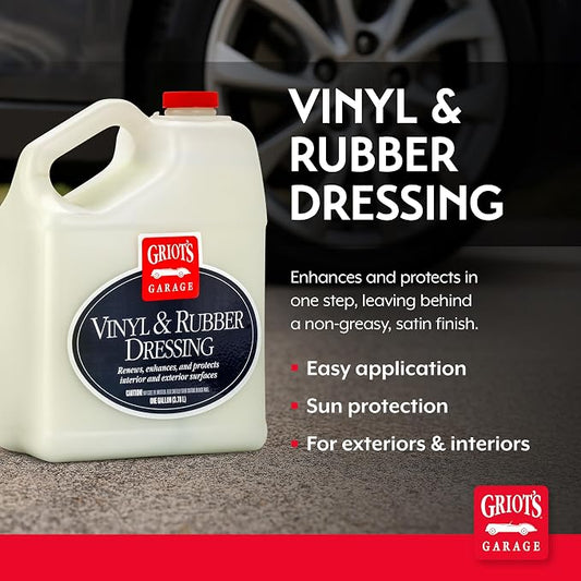 Griot's Garage Vinyl and Rubber Dressing for Car Detailing, Exterior and Interior Auto Cleaner and Protectant for Trim, Tires, Plastic, and More, 11175, One Gallon