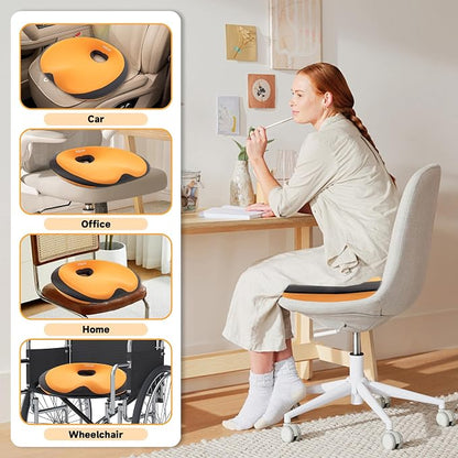 Donut Pillow Seat Cushion with Memory Foam for Tailbone Pain & Sciatica Relief - Ergonomic Hollow Office Chair Pad with Breathable Cover for Home Car Driving