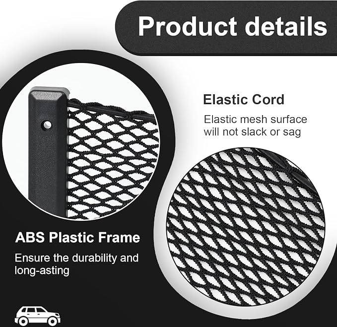 Frienda 2 Pcs Boat Storage Net Bag, ABS Plastic Car Framed Mesh Net Holder, Phone & Cargo Organizer with Screws for Auto, Rv, Boat, Pontoon, Truck Pocket Storage (32 x 8 Inch)