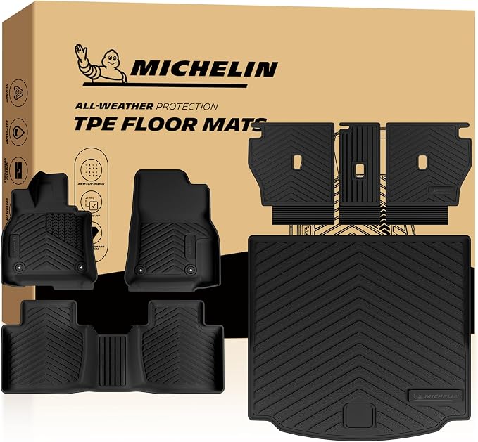 Michelin Premier Series Floor Mats & Backrest Mat & Trunk Liner for 2026 Mazda CX-5 (Not Fit 2017-2025 Model), All-Weather Floor Liner & Trunk Mat, Custom Fit, Durable TPE, Non-Slip